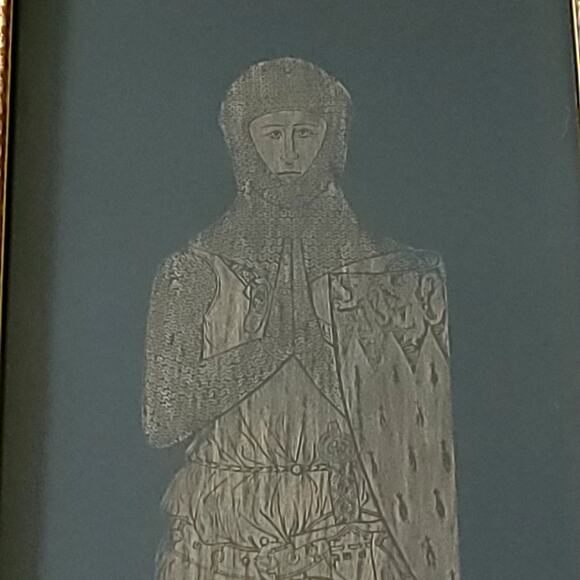 Vintage Sir Roger de Trumpington Brass Rubbing Art in Ornate Gold Frame 31x19 - Picture 3 of 16